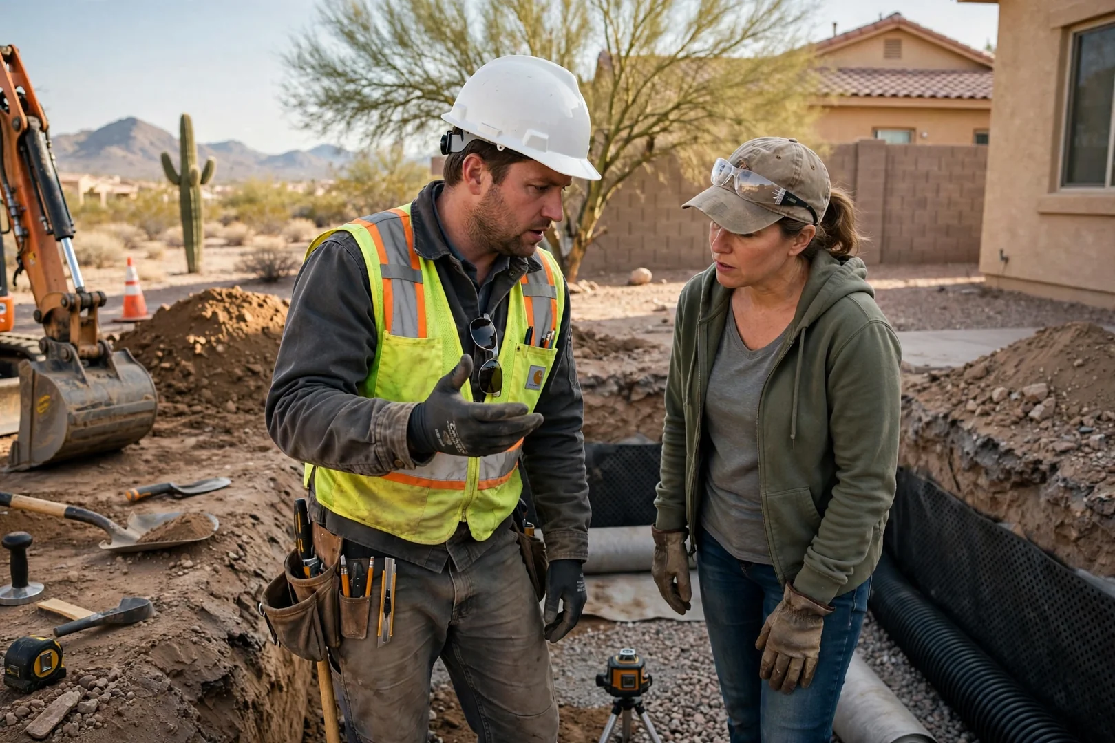 Service area map pins marking excavation project locations across Buckeye and nearby West Valley communities