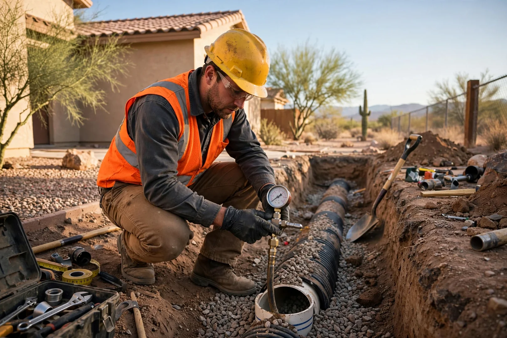 Buckeye Excavation Experts technician testing system performance